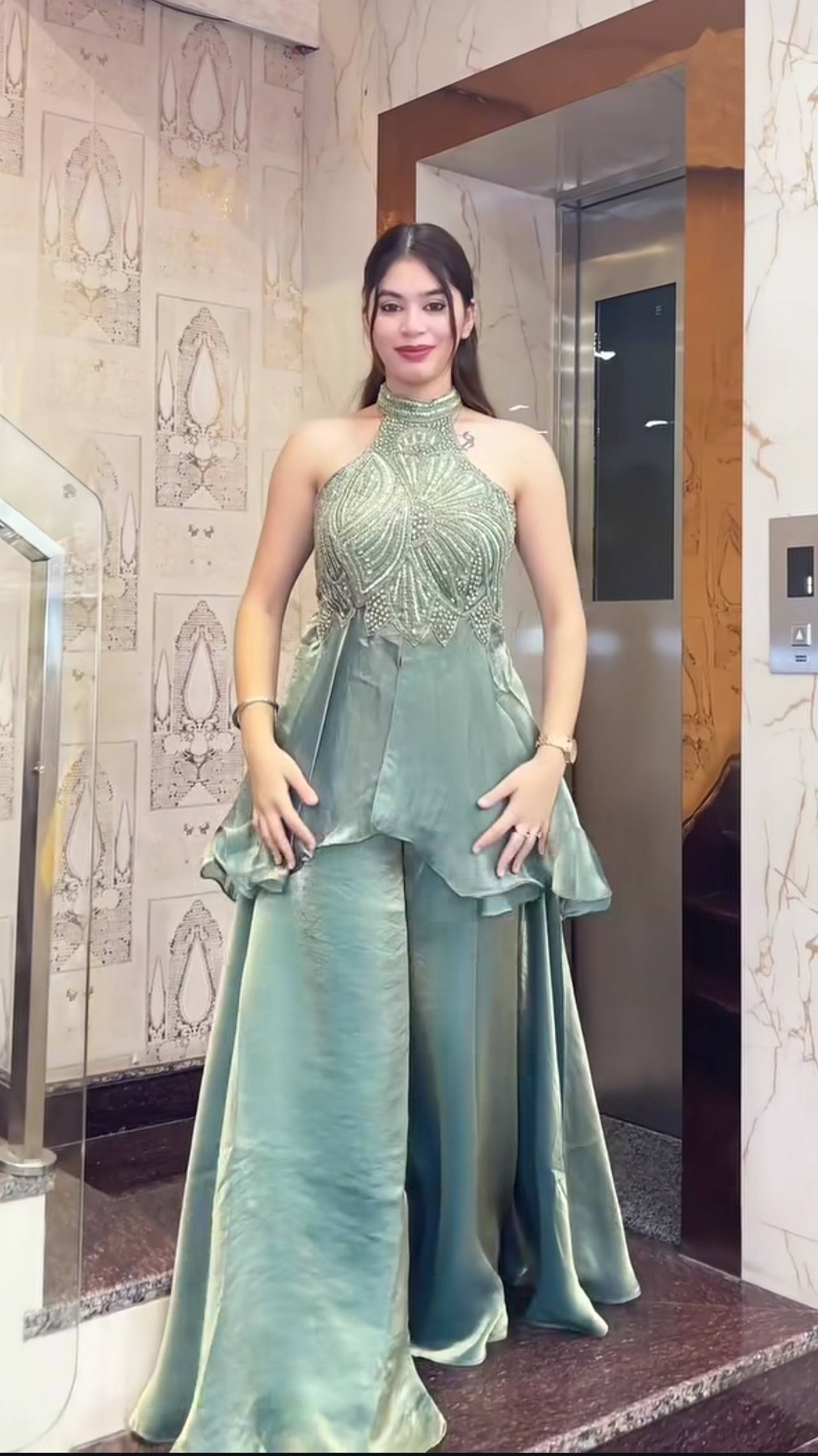Luminous Blush Halter-Neck Couture